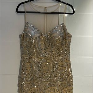 Beaded, cream evening dress. Wore once, great condition.